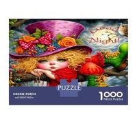 Mad Hatter Flower 1000pc Premium Jigsaw Puzzle Surreal Dream Vibe Jigsaw Puzzle Bundle Sturdy Cardboard DIY Family Game Beautiful Decor Adults Kids Enthusiasts 52x38cm/1000pcs