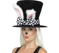 Mad Hatter Tea Party Hat Bunny Rabbit Top Hat Fairytale Adults Fancy Dress