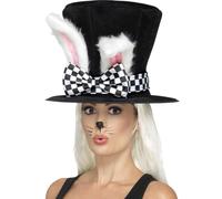 Mad Hatter Tea Party Hat Bunny Rabbit Top Hat Fairytale Adults Fancy Dress