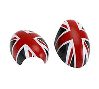 MAD HORNETS 2x Classic Black/Red Union Jack UK Flag design rear view mirror covers with Auto Powerfolding only for Mi-ni Cooper R55 R56 R57 R58 R60 R61