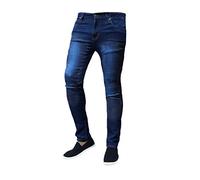 Mad Ink Mens Denim Super Stretch Skinny Slim FIT Jeans All Waist & Leg Sizes (32W X 34L, Dark Blue)
