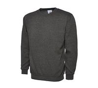 Mad Ink Plain Classic Crewneck Sweatshirt Jumper Top (L, Charcoal)