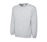 Mad Ink Plain Classic Crewneck Sweatshirt Jumper Top (L, Heather)