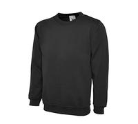 Mad Ink Plain Classic Crewneck Sweatshirt Jumper Top (S, Black)