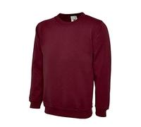 Mad Ink Plain Classic Crewneck Sweatshirt Jumper Top (XS, Maroon)