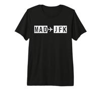 MAD JFK Flight Route Madrid to New York Air Codes Premium T-Shirt
