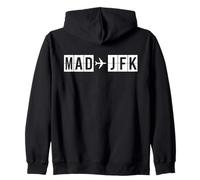MAD JFK Flight Route Madrid to New York Air Codes Zip Hoodie