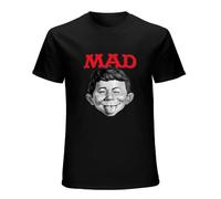 MAD Magazine Alfred E Newman Retro 1970s Men's T-Shirt Black Unisex Mens Tees XL