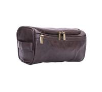 Mad Man Men's Travel Dopp Kit Brown Faux Leather Toiletry Bag with Multiple Pockets - Water-Resistant Shaving & Grooming Organizer - (10" x 5.5" x 6")