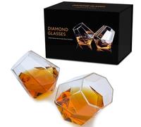 Mad Monkey Diamond Glasses, Whisky Glasses, Set of 2, Unusual Whiskey Glasses, Rotatable in Stand, Gift Box