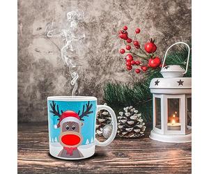 Mad Monkey Reindeer Mug with Colour Changing Magic Coffee Cup