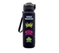 Mad Monkey Space Invaders Water Bottle - 1 Litre Capacity - Retro Decoration for Nostalgic Gamers - 80s Accessories - Includes Stylish Flip Top Lid