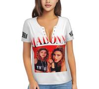 Mad*Onna. T-Shirt Cool Pop Graphic Tshirts Sexy Deep V Neck Shorts Sleeves Tshirt Retro 80S Style Music Tee Tops for Fans XX-Large