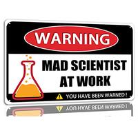 Mad Scientist At Work Metal Tin Sign Mad Scientist Decorations Signs Funny Laboratory Signs For Chemistry Classroom Home 8x12 Inch