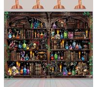 Mad Scientist Backdrop Halloween Apothecary Witch Photography Background Magical Bookshelf Party Decorations Banner Photo Props (8x6FT)