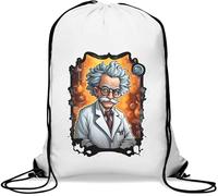 Mad Scientist Evil Genius Graphic Gym Sack Casual Drawstring Bag White