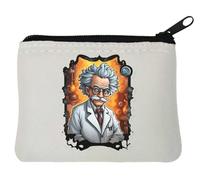 Mad Scientist Evil Genius Graphic Neoprene Coin Purse Pouch 10x11cm White