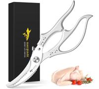MAD SHARK Heavy Duty Poultry Shears, Kitchen Shears with Non-Slip Handle & Safety Lock, All Purpose Kitchen Scissors for Chicken, Meat Cutting, Turkey, Fish, Vegetables, Spring Loaded, Dishwasher Safe
