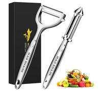 MAD SHARK Ultra Sharp Vegetable Peeler for Kitchen, Fruit, Apple, Potato Peeler, Design with Ergonomic Non-Slip Handle, Y + I, 2 Pieces