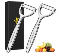 MAD SHARK Ultra Sharp Vegetable Peelers for Kitchen Fruit Apple Potato Peelers,Design with Ergonomic Non-Slip Handle, Y-Shaped Stainless Steel Serrated（Flat&Serrated Blade 2pc）