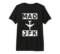 MAD to JFK Airplane Route Madrid New York Premium T-Shirt
