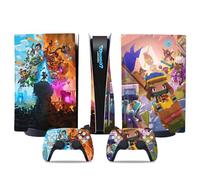 MaD Vision® Extra-Durable Vinyl Skin Set for PS5 Disc + 5 Pairs of Aiming Rings | Scratch-Resistant Sticker Kit for PlayStation 5 + 2 Controllers - for Minecraft Design