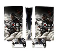 MaD Vision® Extra-Durable Vinyl Skin Set for PS5 Pro + 5 Pairs of Aiming Rings | Scratch-Resistant Sticker Kit for PlayStation 5 + 2 Controllers - for Ghost of Tsushima Design