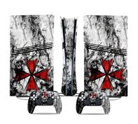 MaD Vision® Extra-Durable Vinyl Skin Set for PS5 Pro + 5 Pairs of Aiming Rings | Scratch-Resistant Sticker Kit for PlayStation 5 + 2 Controllers - for Resident evil Umbrella Design