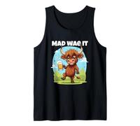 Mad Wae It Scottish Slang Drunk Highland Cow Tank Top