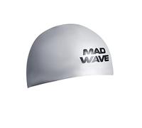 Mad Wave D-Cap Silver Large - Silicone Swim Cap for Adults | Unisex Professional Swimming Cap for Training & Competition - Durable, Snag-Free, Comfortable Fit with Streamlined Design