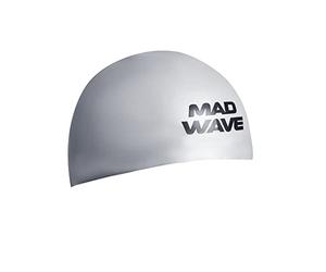 Mad Wave D-Cap Silver Large - Silicone Swim Cap for Adults | Unisex Professional Swimming Cap for Training & Competition - Durable, Snag-Free, Comfortable Fit with Streamlined Design