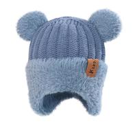 Mad Winter Hat New Pattern Simple and Cute Solid Color Autumn and Winter Thickened Warm Comfortable Hat Aviation Hat (Blue, One Size)