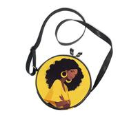 Mad Yellow African Girl Round Crossbody Camera Bag for Women Practical with Adjustable Strap Women's Shoulder Handbags For Hiking Traveling Canvas Messenger Purse