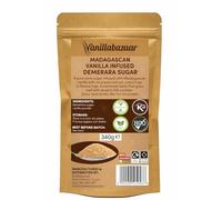 Madagascan Vanilla Infused Demerara Brown Sugar - 340g Resealable Pouch | Natural Vanilla Sugar for Baking & Hot Drinks | Demerara Sugar Infused With Real Madagascan Vanilla Powder | Vanillabazaar