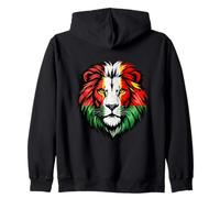 Madagascar Flag Colors Lion Head Zip Hoodie