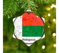 Madagascar' Hanging Ornaments State Flag Travel Sports Round Christmas Tree Ornament Ceramic Unique Latin America Hispanic Country European Asia Africa Flags Christmas Keepsake for Holiday Decoration