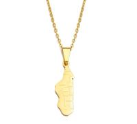Madagascar Map With Cities Name Pendant Necklaces Women Jewelry Africa Malagasy Maps Accessory For Men(Gold Color,60cm)