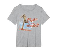 Madagascar Melman Pain in The Neck Text Poster T-Shirt, Women's Plus, Heather Grey, 1X