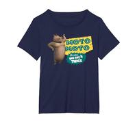 Madagascar Moto Moto Say It Twice Text Poster T-Shirt, Women's Plus, Navy Blue, 1X
