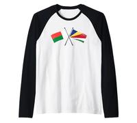 Madagascar Seychelles Crossed Flags Malagasy Seychellois Raglan Baseball Tee