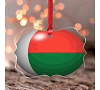 Madagascar Stained Acrylic Window Hanging Ornament World State Map Flag Round Ornament Keepsake State Flag Travel Sports Acrylic Christmas Bauble Gifts for Family Friends