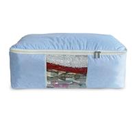 Madam Sew Large Quilt Storage Bag with 2-Way Zipper & See-Through Front Panel,Store and Protect Quilts, Blankets, Clothes & Fabrics,2 Handles for Easy Carrying & Moving,22”x15”x8”,Periwinkle