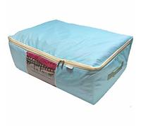 Madam Sew Large Quilt Storage Bag with 2-Way Zipper & See-Through Front Panel | Store and Protect Quilts, Blankets, Clothes & Fabrics | 2 Handles for Easy Carrying & Moving | 22”x15”x8” | Turquoise
