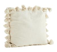 Madam Stoltz - Cushion cover with tassels 60x60 cm, Off-White - Off-White