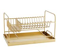 Madam Stoltz - Dish Drainer With Drip Tray, Brass - Brass