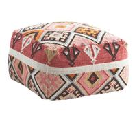 Madam Stoltz - Handwoven Pouf Wool, 35x60x60 cm - Multi
