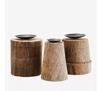 Madam Stoltz Set of 3 Recycled Wooden Candle Stands