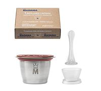 Madama - Refillable and Reusable Capsule Compatible with Nespresso. Stainless Steel and Food-Grade Silicone. 100% Made in Italy. Pack of 1 Pod with Silicone Lids
