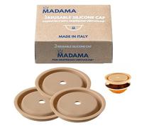 Madama - Reusable cap for Nespresso Vertuo and VertuoLine capsules, refillable and compatible. Food safe silicone. 100% Made in Italy. Set of 3 caps.