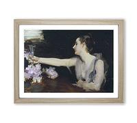 Madame Gautreau Drinking By John Singer Sargent Classic Painting Framed Wall Art Print, Ready to Hang Picture for Living Room Bedroom Home Office Décor, Oak A2 (64 x 46 cm)